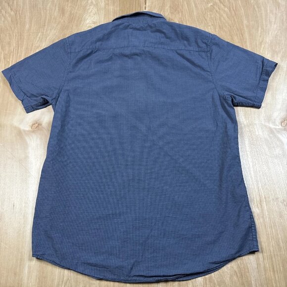 RVCA Men’s Dark Blue Check Short Sleeve Button Down Shirt Side Medium - Picture 5 of 5